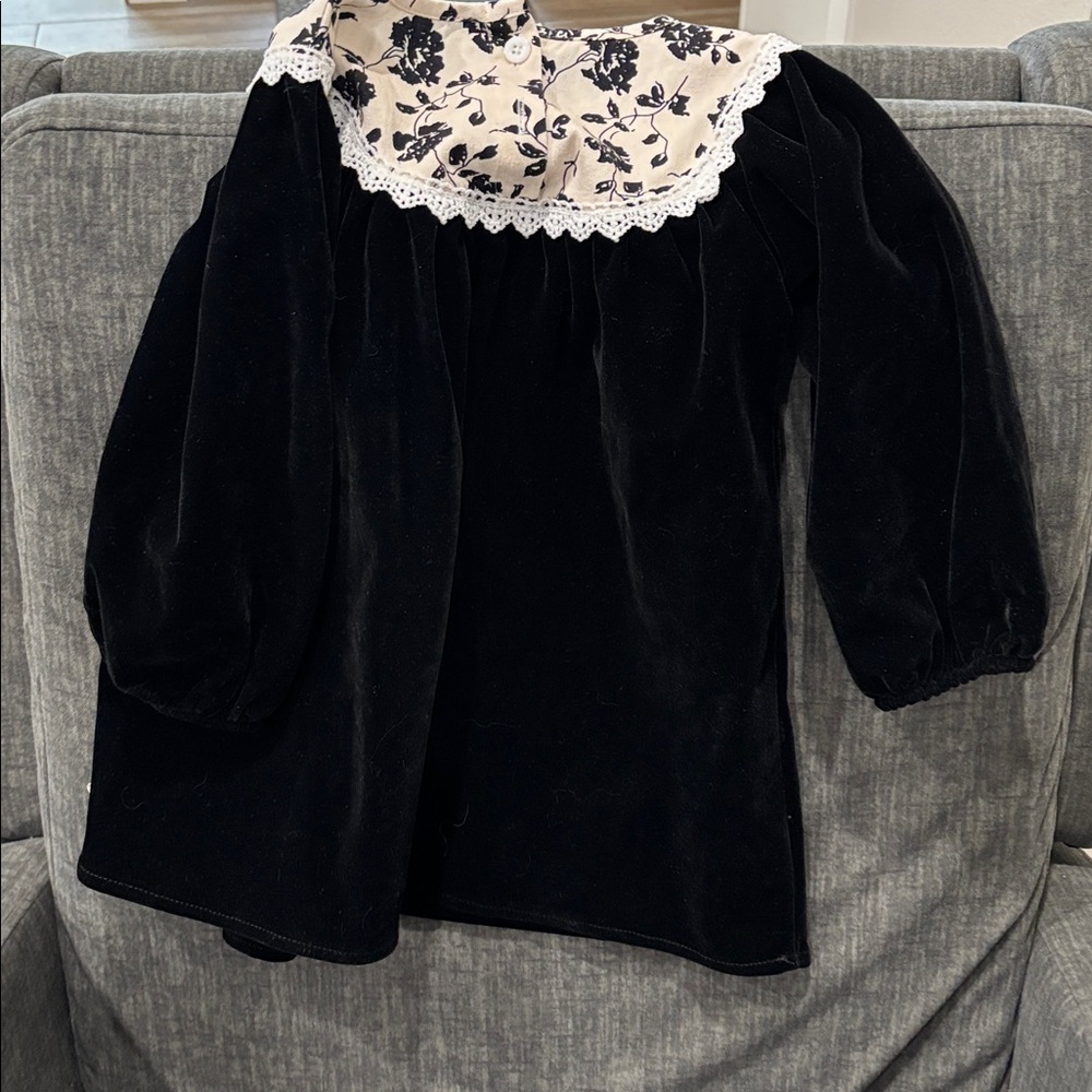 Cutest BLACK VELOUR TODDLER DRESS LONG SLEEVE